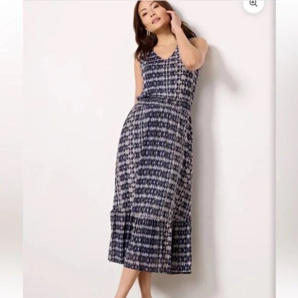 Evereve Ava Mesh Sleeveless Midi Sundress - blue / black / grey - Picture 1 of 8